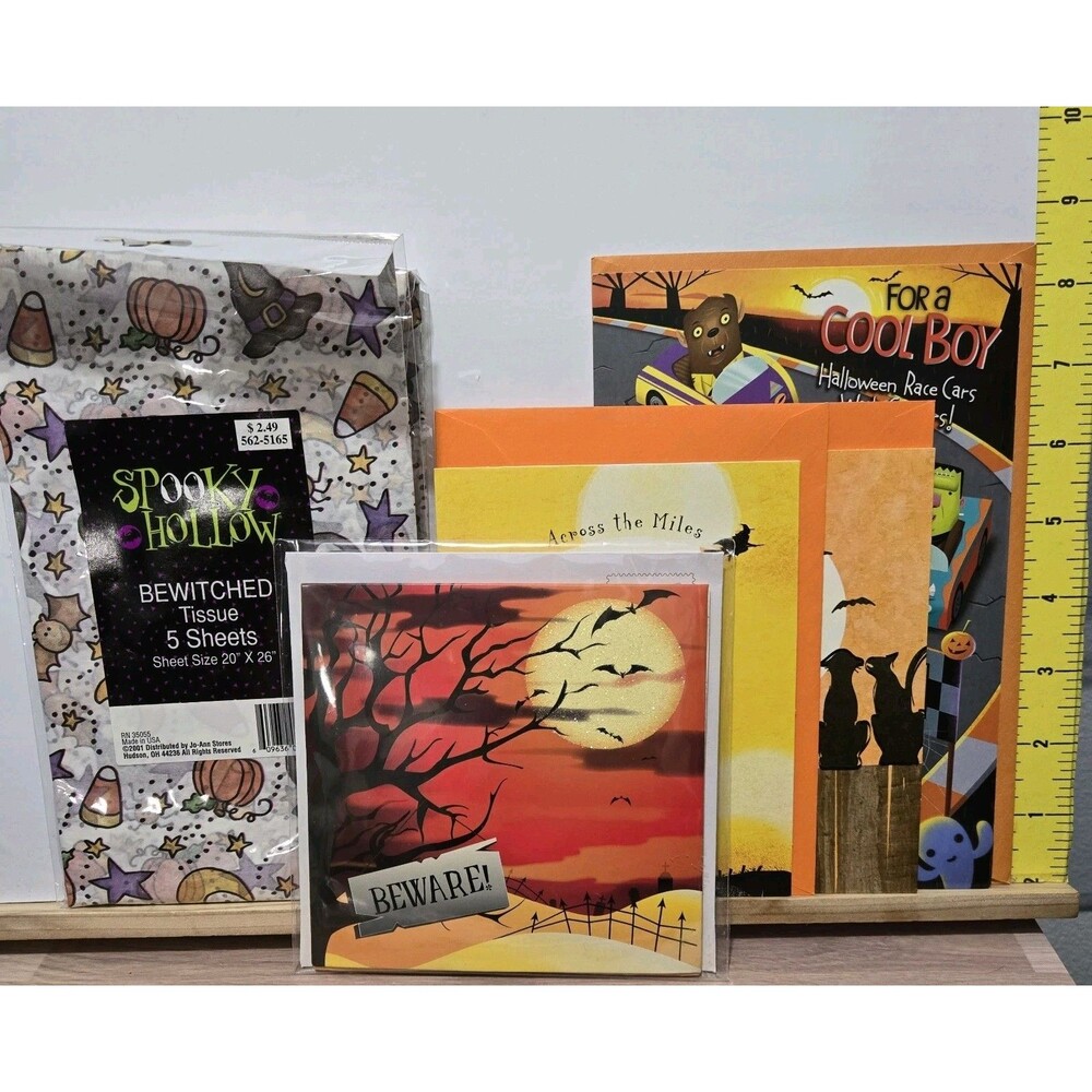 Halloween Greeting Cards Lot Spooky Hollow Tissue Paper Craft Summerween Goth